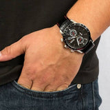 Hugo Boss Rafale Chronograph Grey Dial Black Leather Strap Watch For Men - HB1513445 Buy Now By Hugo Boss