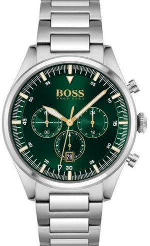 Hugo Boss Pioneer Green Dial Silver Steel Strap Watch for Men - 1513868 Buy Now By Hugo Boss