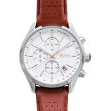 Hugo Boss Grand Prix White Dial Brown Leather Strap Watch for Men - 1513475 Buy Now By Hugo Boss