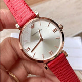 Emporio Armani Gianni T Bar Silver Dial Red Leather Strap Watch For Women - AR1876 Buy Now By Emporio Armani