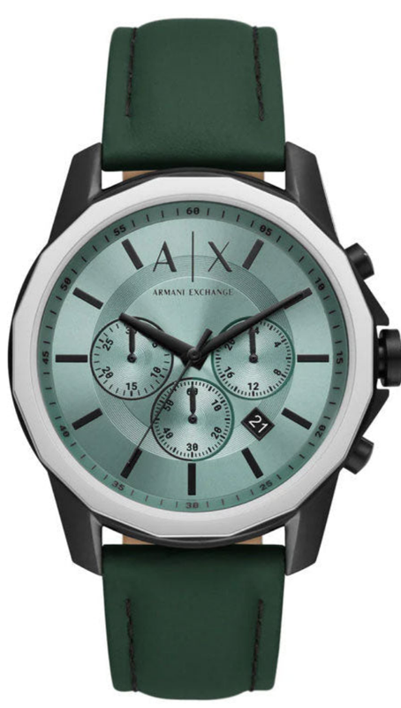 Armani Exchange Banks Chronograph Green Dial Green Leather Strap Watch For Men - AX1725 Buy Now By Armani Exchange