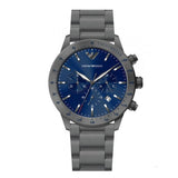 Emporio Armani Mario Chronograph Blue Dial Grey Steel Strap Watch For Men - AR80045 Buy Now By Emporio Armani