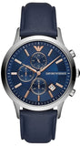 Emporio Armani Renato Chronograph Blue Dial Black Leather Strap Watch For Men - AR11216 Buy Now By Emporio Armani