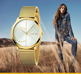 Calvin Klein Minimal Silver Dial Gold Mesh Bracelet Watch for Women - K3M22526 Buy Now By Calvin Klein