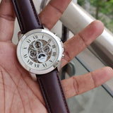 Fossil Grant Automatic White Dial Brown Leather Strap Watch for Men - ME3027 Buy Now By Fossil