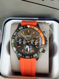 Fossil Bannon Chronograph Grey Dial Orange Silicone Strap Watch for Men - BQ2500 Buy Now By Fossil
