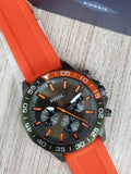 Fossil Bannon Chronograph Grey Dial Orange Silicone Strap Watch for Men - BQ2500 Buy Now By Fossil