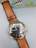 Fossil Townsman Chronograph Black Dial Brown Leather Strap Watch for Men - FS5338 Buy Now By Fossil