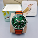 Fossil Dillinger Luggage Chronograph Green Dial Brown Leather Strap Watch for Men - FS5734 Buy Now By Fossil