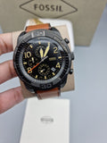 Fossil Bronson Black Dial Brown Leather Strap Watch for Men - FS5714 Buy Now By Fossil