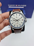 Tommy Hilfiger Multi Function Quartz White Dial Brown Leather Strap Watch for Men - 1791614 Buy Now By Tommy Hilfiger