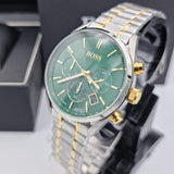 Hugo Boss Champion Chronograph Green Dial Two Tone Steel Strap Watch for Men - 1513878 Buy Now By Hugo Boss