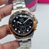 Fossil FB-03 Chronograph Black Dial Silver Steel Strap Watch for Men - FS5768 Buy Now By Fossil