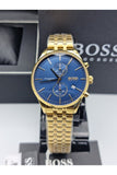 Hugo Boss Associate Blue Dial Gold Steel Strap Watch for Men - 1513841 Buy Now By Hugo Boss