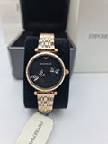 Emporio Armani Gianni T Bar Black Dial Rose Gold Steel Strap Watch For Women - AR11206 Buy Now By Emporio Armani