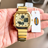 Fossil Retro Analog-Digital Gold Dial Gold Steel Strap Watch for Men - FS5889 Buy Now By Fossil