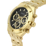 Guess Continental Black Dial Gold Steel Strap Watch for Men - GW0260G2 Buy Now By Guess