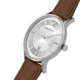 Emporio Armani Renato Quartz Silver Dial Brown Leather Strap Watch For Men - AR11185 Buy Now By Emporio Armani