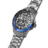 Fossil FB-01 Automatic Skeleton Black Dial Grey Steel Strap Watch for Men - ME3201 Buy Now By Fossil