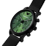 Emporio Armani Luigi Chronograph Green Dial Black Mesh Bracelet Watch For Men - AR11470 Buy Now By Emporio Armani