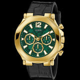 Guess Edge Chronograph Green Dial Black Leather Strap Watch For Men - GW0492G3 Buy Now By Guess