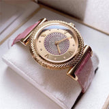 Versace V-Motif Vintage Logo Diamonds Gold Dial Pink Leather Strap Watch for Women - VERE01118 Buy Now By Versace