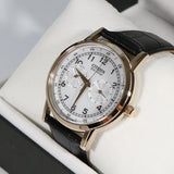 Citizen Watch Eco Drive Day & Date White Dial Black Leather Strap Watch For Men - AO9003-16A Buy Now By Citizen