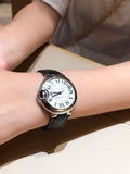 Cartier Ballon Bleu De Cartier Silver Dial Black Leather Strap Watch for Women - WSBB0030 Buy Now By Cartier