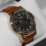 Citizen Eco Drive Multi Function Day & Date Black Dial Brown Leather Strap Watch For Men - AO9003-08E Buy Now By Citizen