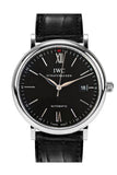 IWC Portofino Automatic Black Dial Black Leather Strap Watch for Men - IW356502 Buy Now By IWC