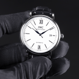 IWC Portofino Automatic '150 Years' Edition Automatic White Dial Black Leather Strap Watch for Men - IW356519 Buy Now By IWC