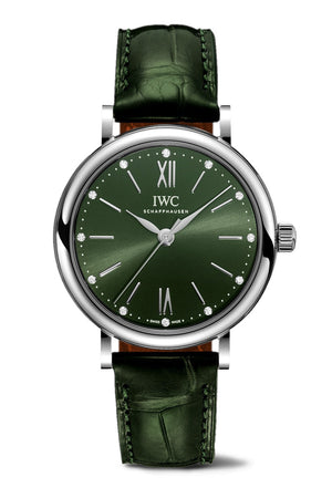 IWC Portofino Automatic Green Dial Green Leather Strap Watch for Women - IW357405 Buy Now By IWC