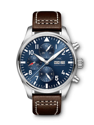 IWC Pilot’s Watch Chronograph Edition “Le Petit Prince” Blue Dial Brown Leather Strap Watch for Men - IW377714 Buy Now By IWC