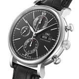 IWC Portofino Chronograph Black Dial Black Leather Strap Watch for Men - IW391029 Buy Now By IWC