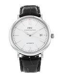 IWC Portofino Automatic White Dial Black Leather Strap Watch for Men - IW356501 Buy Now By IWC