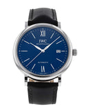 IWC Portofino '150 Years Edition' Automatic Blue Dial Black Leather Strap Watch for Men - IW356518 Buy Now By IWC