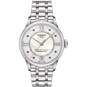 Tissot Chemin Des Tourelles Powermatic 80 Rubies Mother of Pearl Dial Silver Steel Strap Watch For Women - T099.207.11.113.00 Buy Now By Tissot