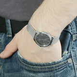 Calvin Klein Minimal Grey Dial Silver Mesh Bracelet Watch for Men - K3M21124 Buy Now By Calvin Klein