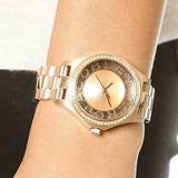Marc Jacobs Henry Transparent Gold Dial Gold Steel Strap Watch for Women - MBM3338 Buy Now By Marc Jacobs