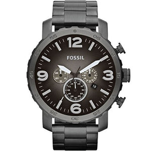 Fossil Nate Chronograph Gunmetal Dial Grey Steel Strap Watch for Men - JR1437 Buy Now By Fossil