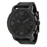Fossil Nate Chronograph Black Dial Black Leather Strap Watch for Men - JR1354 Buy Now By Fossil