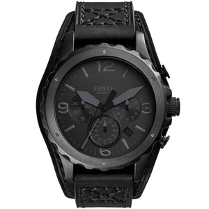 Fossil Nate Chronograph Black Dial Black Leather Strap Watch for Men - JR1510 Buy Now By Fossil