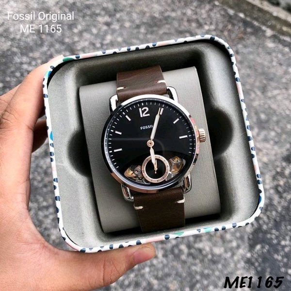 Fossil The Commuter Twist Black Dial Brown Leather Strap Watch for Men - ME1165 Buy Now By Fossil