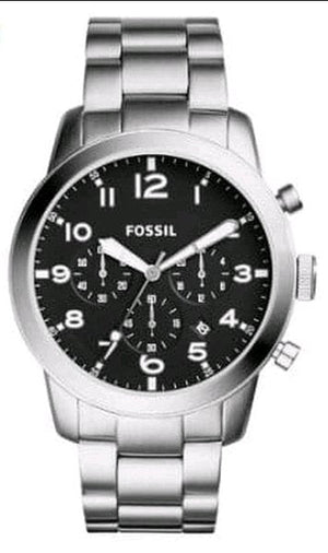 Fossil Pilot Chronograph Black Dial Silver Steel Strap Watch for Men - FS5141 Buy Now By Fossil