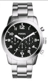 Fossil Pilot Chronograph Black Dial Silver Steel Strap Watch for Men - FS5141 Buy Now By Fossil