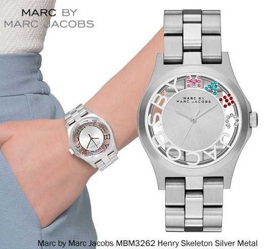 Marc Jacobs Henry Skeleton Silver Dial Silver Steel Strap Watch for Women - MBM3262 Buy Now By Marc Jacobs