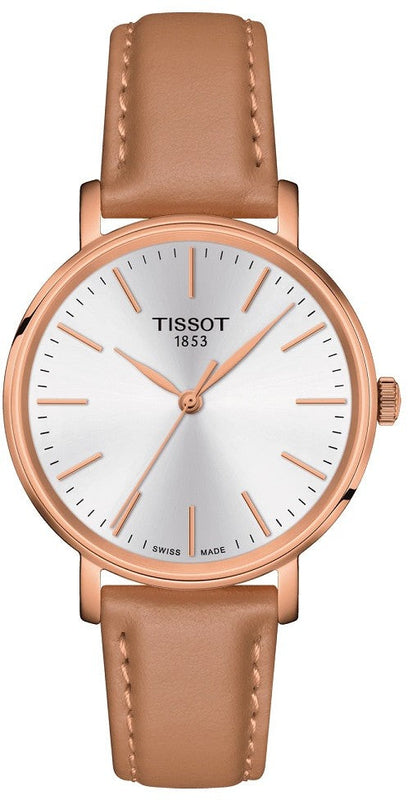 Tissot Everytime Lady Silver Dial Brown Leather Strap Watch for Women - T143.210.36.011.00 Buy Now By Tissot