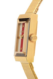 Gucci G Frame Quartz Diamonds White Red Blue Dial Gold Mesh Bracelet Watch For Women - YA147511 Buy Now By Gucci