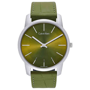 Calvin Klein City Green Dial Green Leather Strap Watch for Men - K2G211WL Buy Now By Calvin Klein