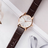 Calvin Klein City White & Gold Dial Brown Leather Strap Watch For Women - K2G23620 Buy Now By Calvin Klein
